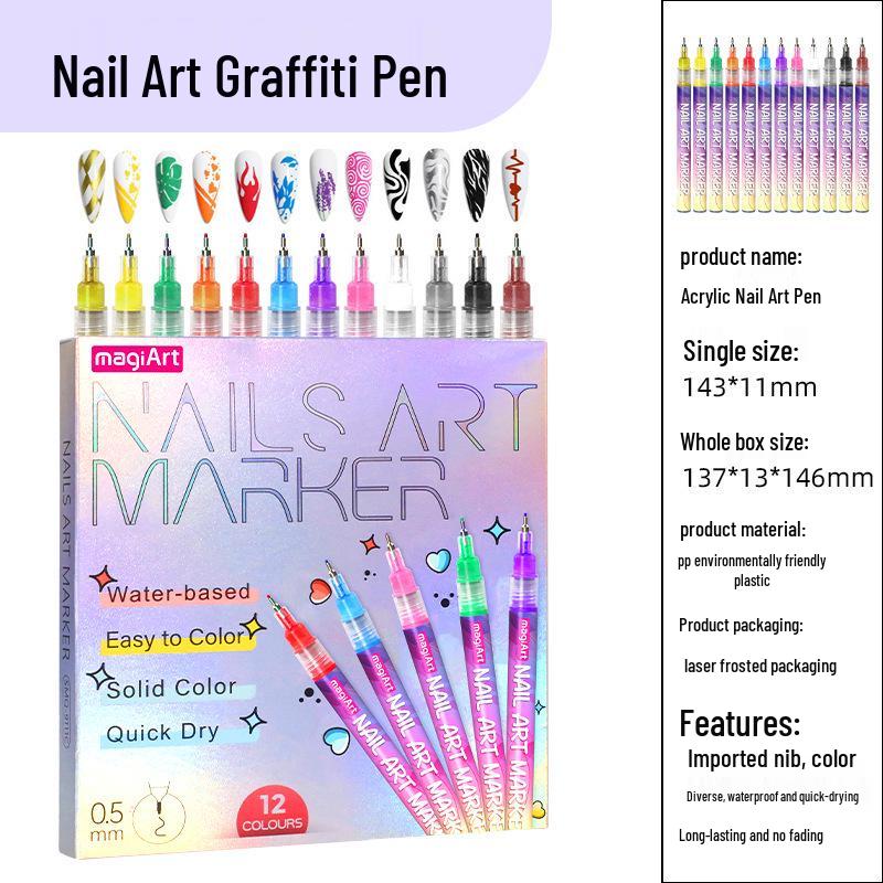 

0.5mm Nail Art Graffiti Marker: DIY Dotting, Line Drawing, and Acrylic Nail Painting Pen