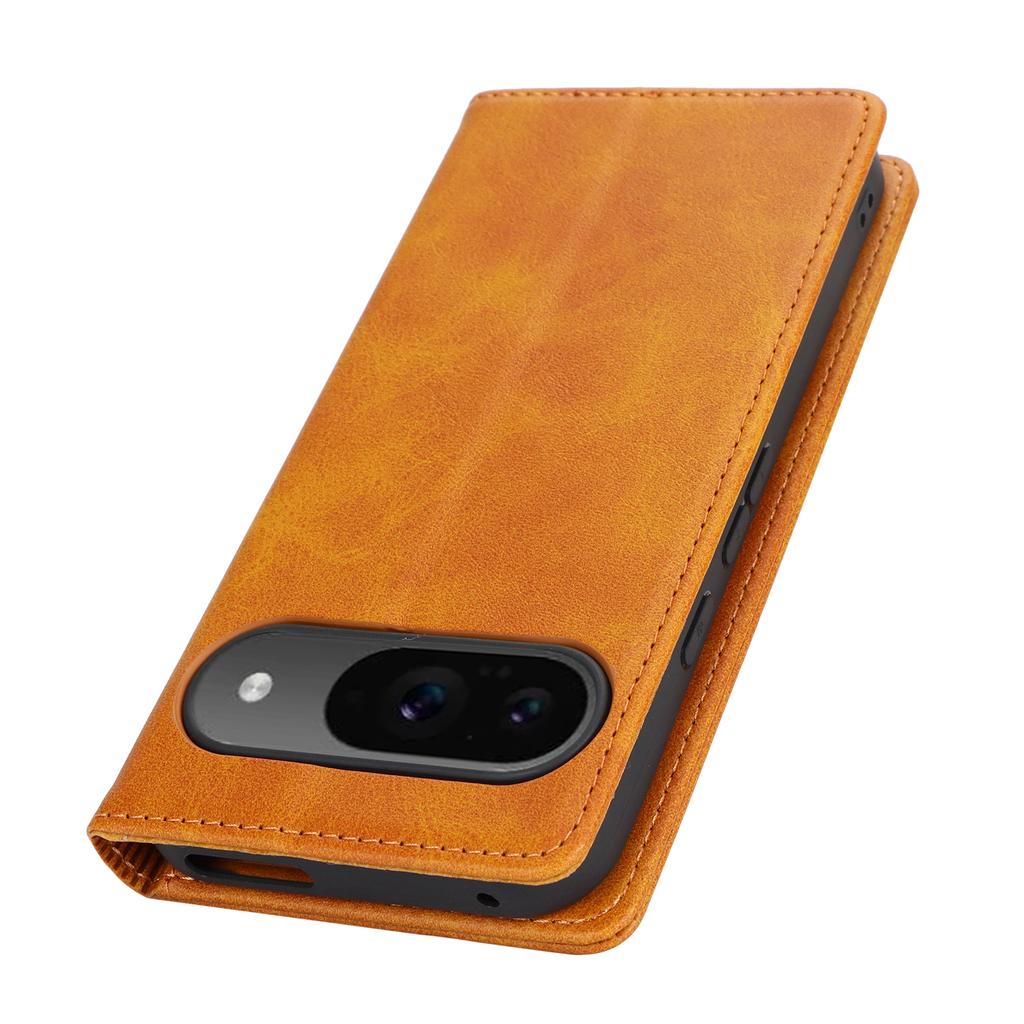 For Google Pixel 9/Pixel 9 Pro Case PU Leather Wallet Magnetic Closing Phone Cover -  Light Brown