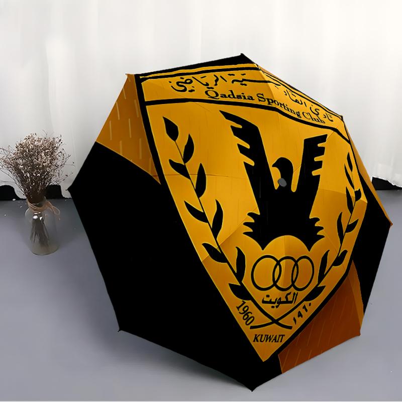 Qadsia Sporting Club Fashionable Automatic Opening/Closing Folding Umbrella. Portable and Foldable, Ideal for Gift, Travel, and Daily Use.