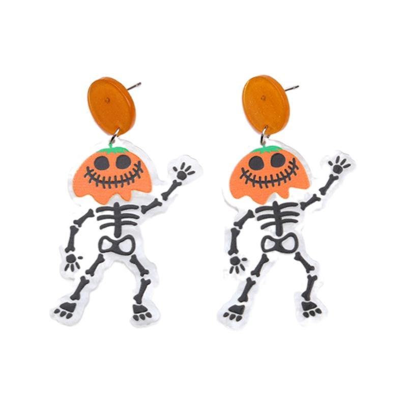 Fashion Dangle Earrings Spirit Pumpkin Skull Flower Drop Earrings Statement Jewelry Halloween Cartoon Acrylic Earrings
