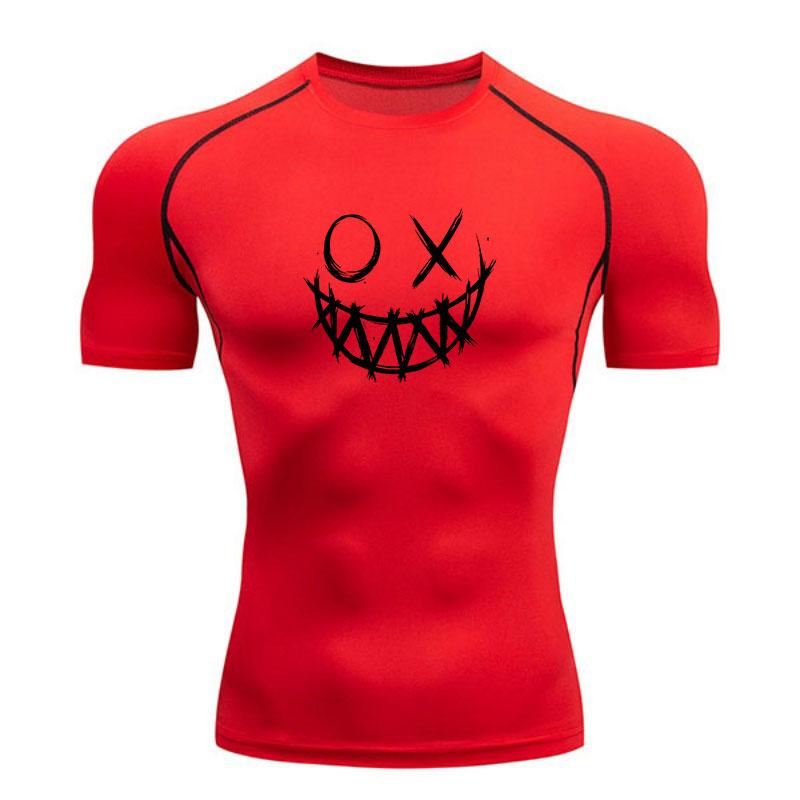 Men's Compression Athletic T-Shirt, Casual Stylish O X Stitc