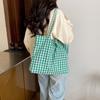 Trendy Polyester Plaid Tote Bags Bow Tie Design Lightweight Bow Shoulder Bag Large Capacity Shopping Bag Daily Use