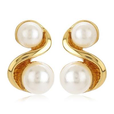 Gold Plated Pearl Stud Earrings for Women