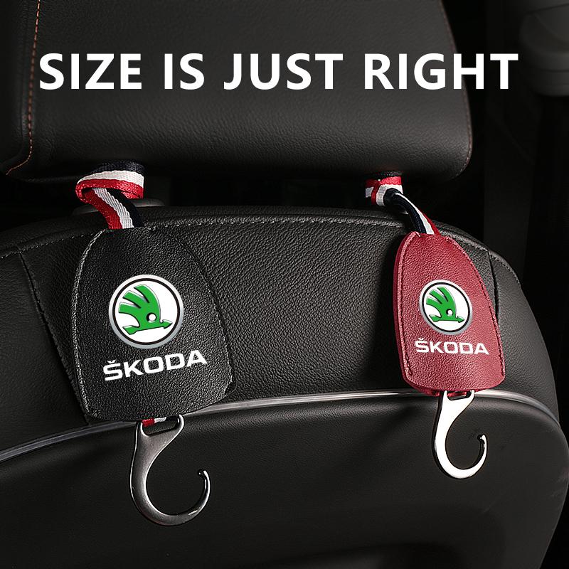 Sfrab5 1PCS Car Leather Seat Headrest Storage Hanger Hook For Skoda Octavia MK2 MK 2 3 A5 A7 A8 Fabia Karoq Superb Rapid Kamiq Scala