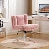 26.4 Inch Seat Office Chair, Artificial Rabbit Hair Home Office Chair with Metal Base, Adjustable Desk Chair Swivel Office Chair, Vanity Chair