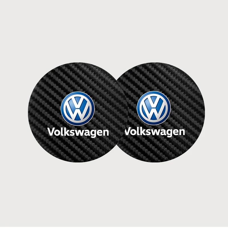 

2025 Hot 2Pcs Leather Coaster Anti-noise Water Cup Pad Cushion For Volkswagen Beetle T-ROC Tiguan Passat Golf Polo Touareg Magot