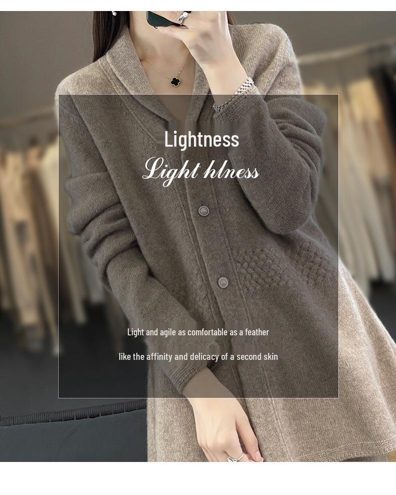 Xiao Man Yao Women's Wool Lapel Button-Up Cardigan - Slimming Autumn/Winter Sweater