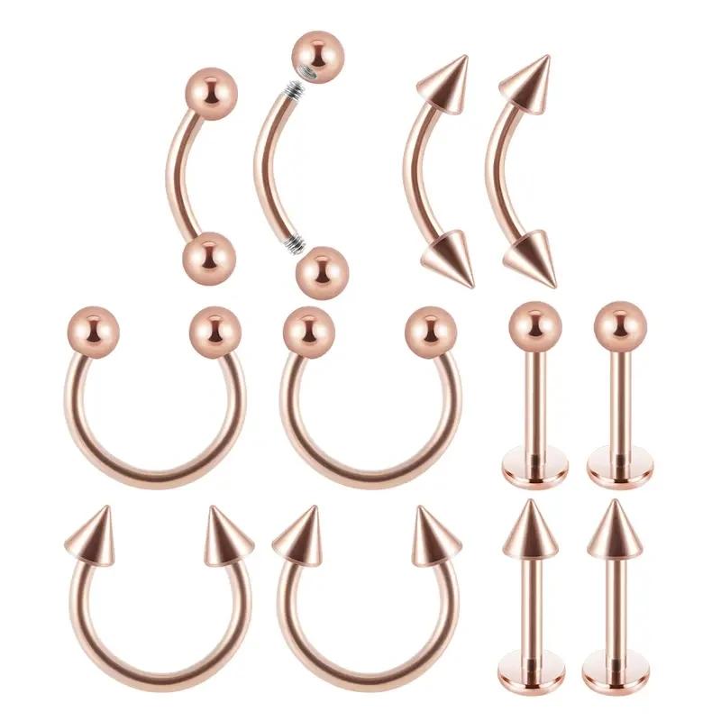 5/12 Stück Chirurgenstahl Körperpiercing Schmuck Los Großhandel Nasenring Zungenpiercing Barren Los Augenbrauen Labret Piercing Hufeisenring Los Packung
