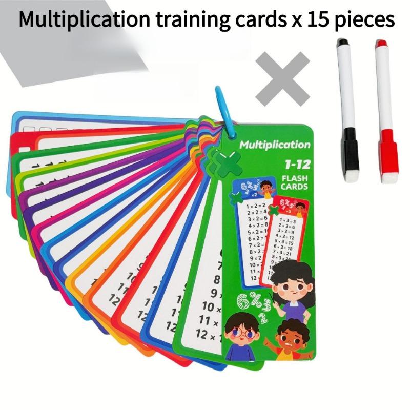 1SET Addition, Subtraction, Multiplication and Division, Primary School Math Card, Repeatable Writing, Children's Learning Aids