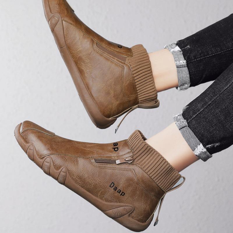 Fashion New Ankle Boots Men's Casual Shoes High Tops Trendy All-match Shoe for Men Light Soft Comfortable Personality Flat Shoes for Men