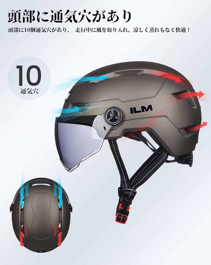 ILM Bicycle Helmet for Adults with LED Night Road Helmet for Commuting To School or Impact Adjustable Unisex Color Light, Lighting, Visor,