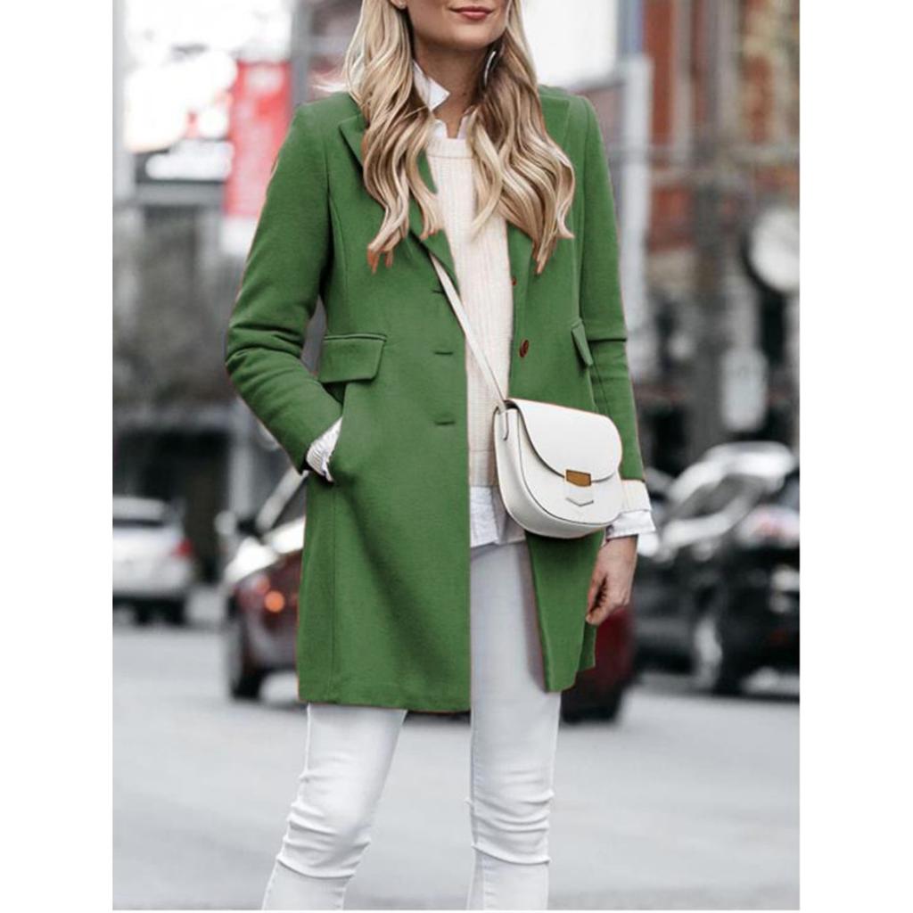 Fall Winter Women's Woolen Coat Single Breasted Solid Color Cardigan Jacket For European American Japanese Korean Style