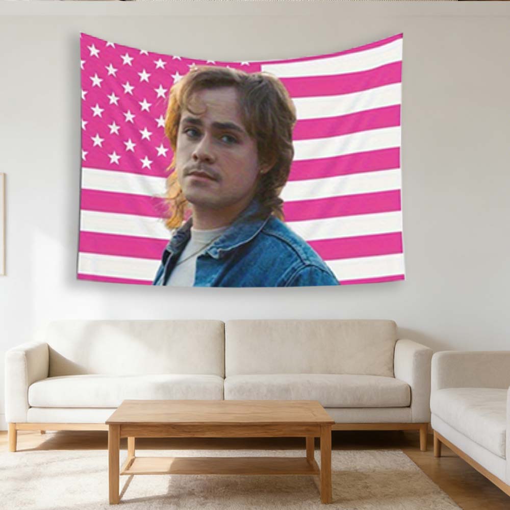 1Pc Hargrove Pink Flag Tapestry Patriotic American Indoor Decor 100X70CM