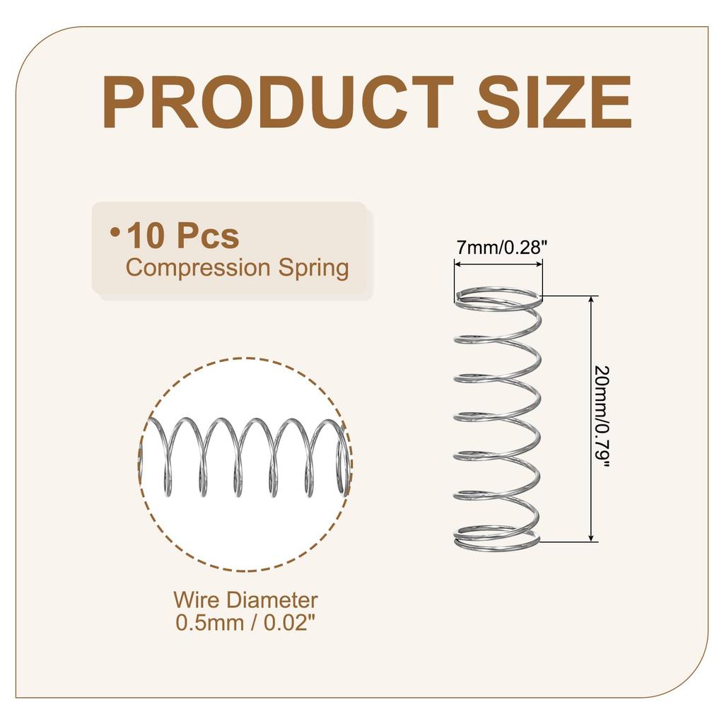 uxcell Mini Compression Springs, Compression Springs, 0.3 inch (7 mm), OD 0.02 inch (0.5