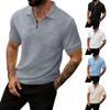 Men's Casual And Comfortable Short Sleeved Shirt With A Turn Down Collar And Half Zip Pocket