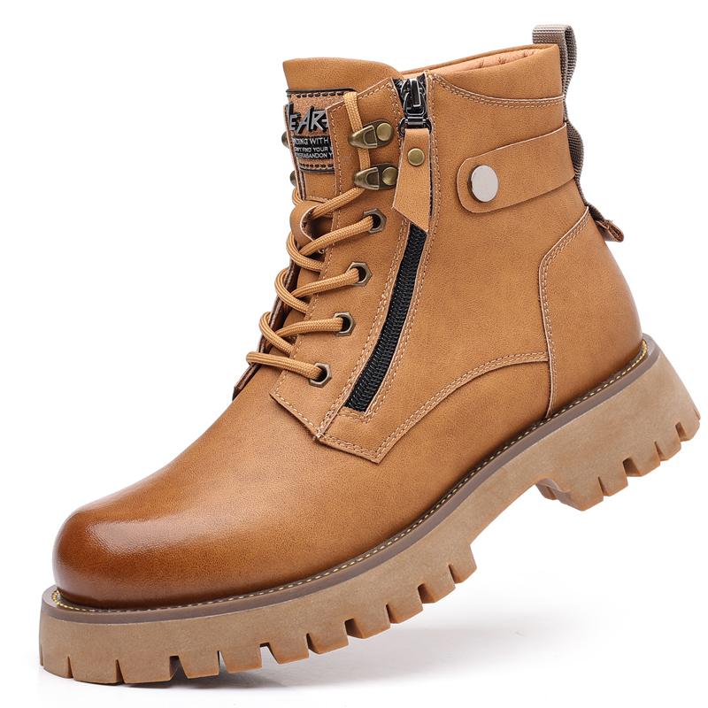 Fashion Classic Outdoor Mens Casual Leather High Top Boots Stylish Ankle Boots Autumn Warm Winter Shoes Hot Sale Lace-Up Motocross Botas