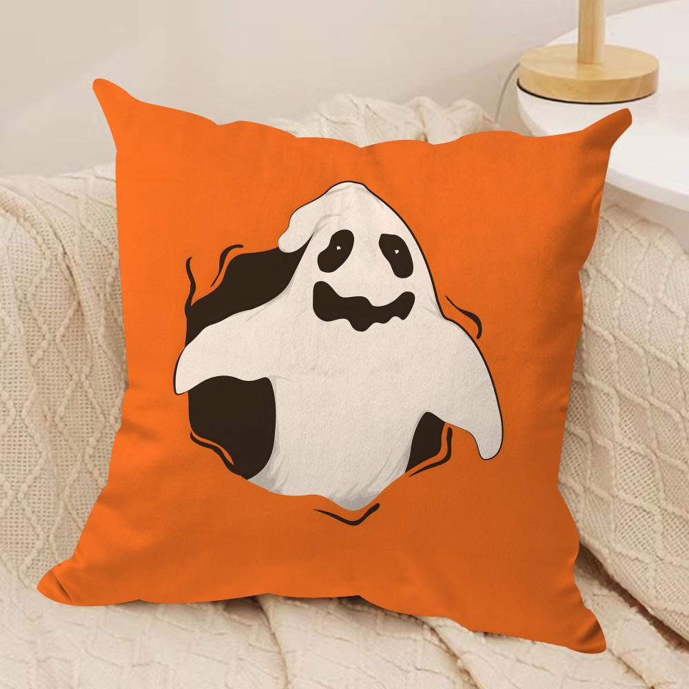 Halloween Spooky Ghost Cushion Cover Soft Plush Throw Pillow Cover  DoubleSided Printed Cushion Case  Cozy Sofa  Home Decor
