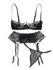 Sexy Large Size Lingerie Open Bra Garter Belt Shorts All 3 Piece Set Underwear [comeondear]