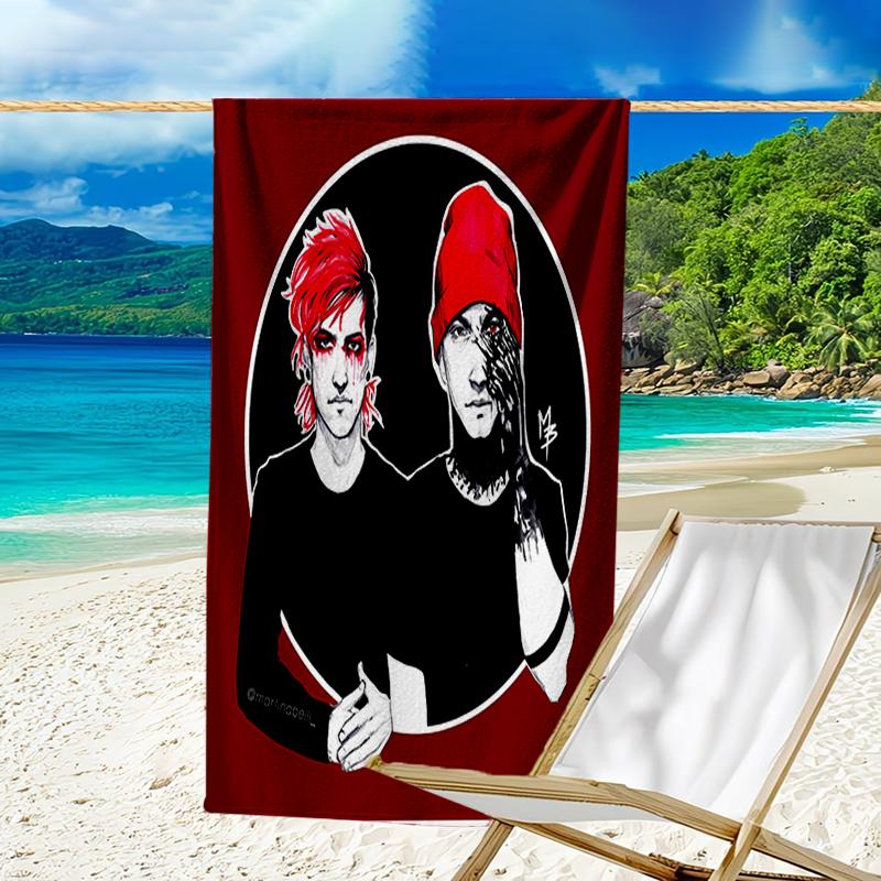 Beweis Strandtuch mit einem Tyler Joseph und Josh Dun Muster - weich, saugfähig, schnelltrocknend, maschinenwaschbar - perfekt zum Schwimmen, Camping, Baden