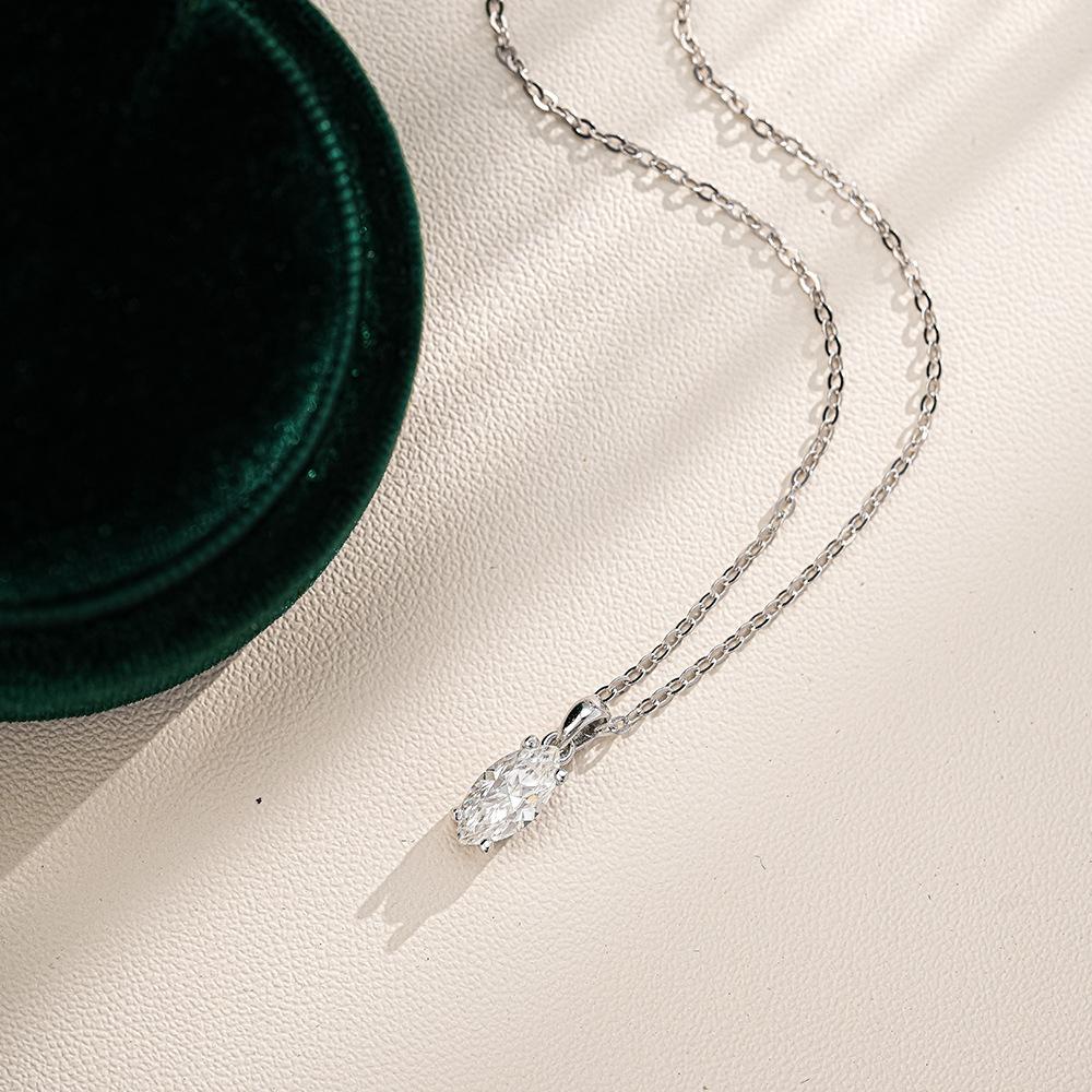High-End Minimalist Marquise Necklace! PT950 Platinum 1CT Moissanite, Slimming Flattering, Versatile for Date & Travel