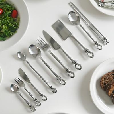 Stainless Steel Knothead Knot Cutlery Dessert Spoon Dinner Fork Spoon Set