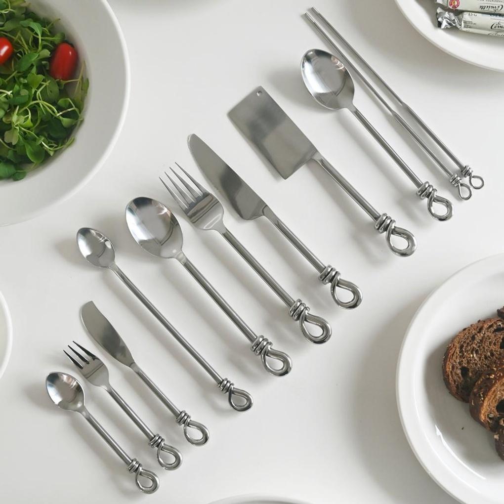 

Stainless Steel Knothead Knot Cutlery Dessert Spoon Dinner Fork Spoon Set