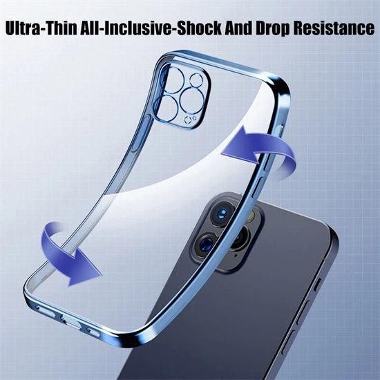 Luxuxy Plating Transparent Case For iPhone 15 14 13 12 11 Pro Max Shockproof Soft Silicagel Cover X XR XS 8 7 6 Plus SE Accessories