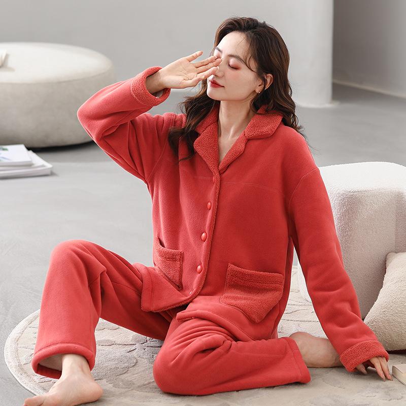

Составные флисовые пижамы женские осенне-зимние зимние модели коралловый флис утолщенный флис фланелевая домашняя одежда зимний теплый костюм 2XL