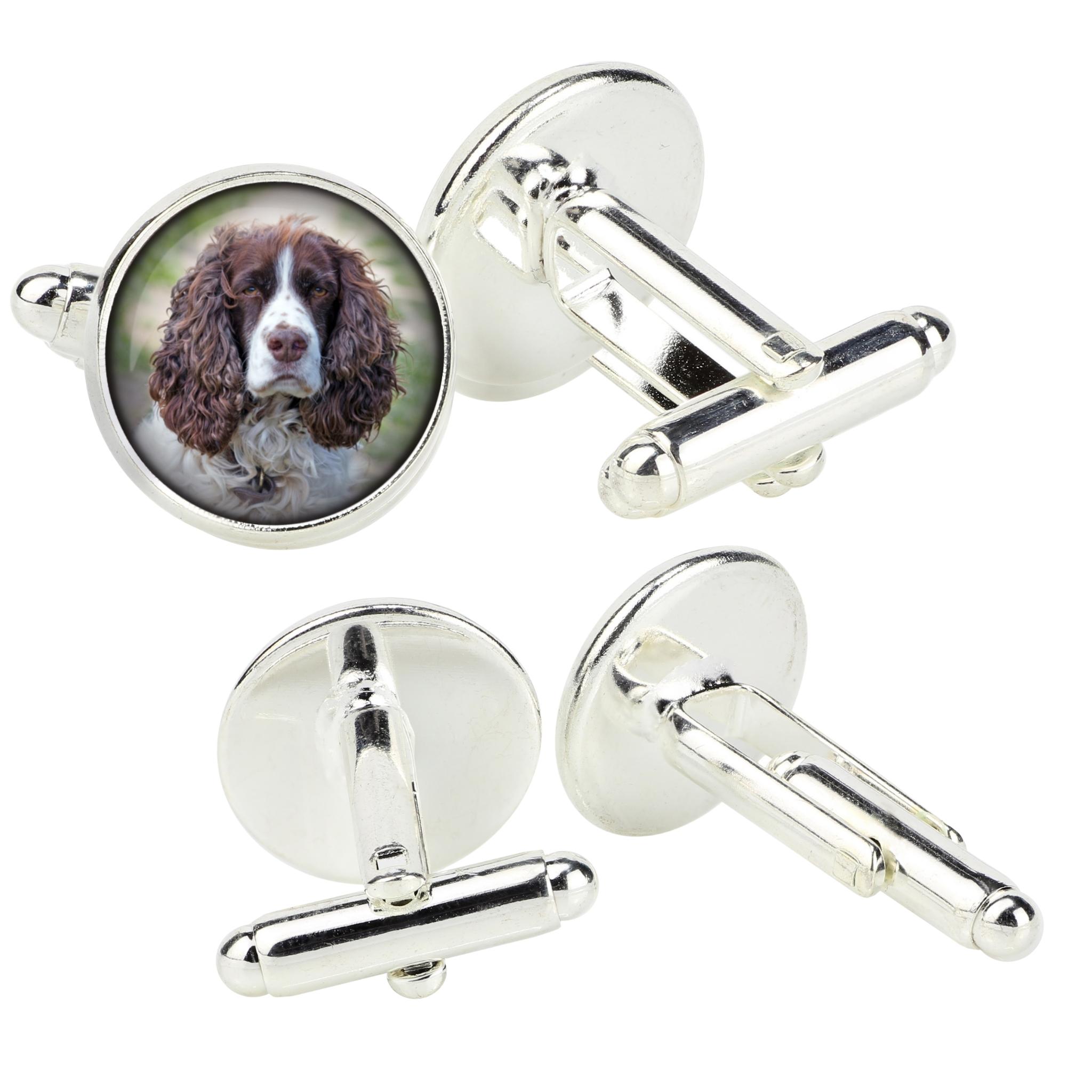 

English Springer Spaniel - cufflinks in a box, handmade jewelry, product of the Art-Dog brand срібний