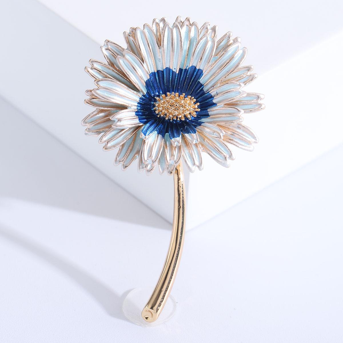 

Простая, стильная и элегантная многослойная брошь в виде лепестка маргаритки, сплав, капающая масляная темпераментная брошь-булавка для воротника Anti-Light