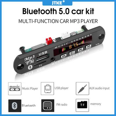 Placa decodificadora sem fio, bluetooth 5.0, mp3, wma, 5v, 12v, áudio para carro, usb, tf, módulo de rádio fm, tela colorida, reprodutor de mp3 com controle remoto