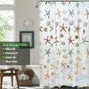 1pc Starfish Waterproof Shower Curtain with Plastic Hooks Lightweight Plastic Bathroom Curtain Bath Curtain Bathroom Partitions