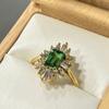 Gold Green Zircon Women's Ring Wear Square Diamond Accessories