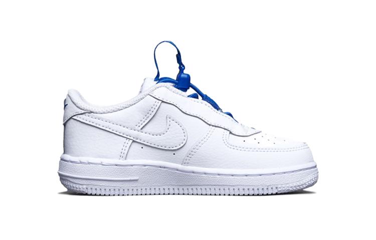 Nike Air Force 1 Toggle Hook and Loop Low Top Toddler Shoes White Blue Infant And Toddler CU5289-100