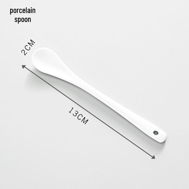 304 Stainless Steel Long Handle Coffee & Dessert Spoon, Ceramic Small Soup & Stirring Spoon for Fruit & Yogurt