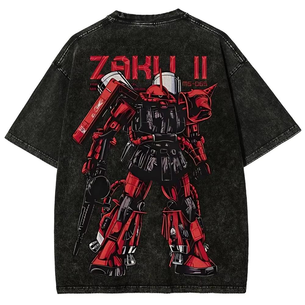 Zaku II Mecha MSS Gundam Koszulka z nadrukiem Męska i damska Spierana koszulka Bawełniana koszulka vintage wysokiej jakości YK Tops