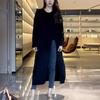 Lazy Wind Crew Neck Pullover Sweater Skirt Women's Loose Over Knee Long Side Split Knitted Sweater Dress Top