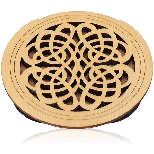 Wooden Guitar Soundhole Sound Hole Cover Guitar Block Protector Cover Made of Wood and Sponge for Acoustic Classic Guitar 41 Inch(Happiness knot)
