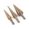 3Pcs Hss Titanium-Coated Spiral Groove Step Drill Bit 3-12 4-12 4-20 Power Tool Step Drill Bits Set Metal Multi-Hole Taper Drill