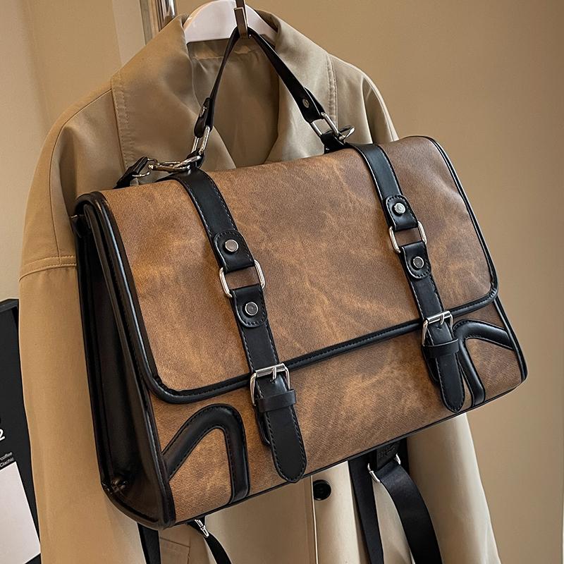 Retro Backpack Women New Fashi Briefcase Versatile Large Capacity Shoulder Bag Casual Backpack College Student Schoolbag 35x25x15
