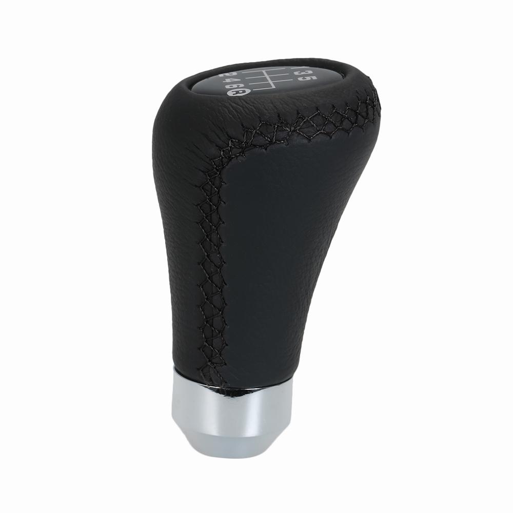 Car Manual Gear Shift Knob Shifter Black Leather Red Stitch 6 Speed Universal