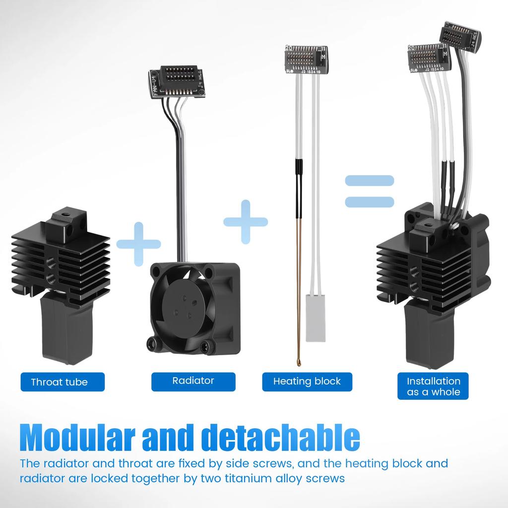 For Bambu Lab P1S Hotend Complete Assembly Upgrade Hardened Steel Extruder Kit For X1 X1C P1P P1S Fan Nozzle X1 Carbon Hot End