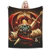 Soft Blanket Girls Boys Camping DND D&D Dragon Retro Bedding Throws Flannel Bedspread For Couch Chair Sofa Bed Sofa Bed Cover