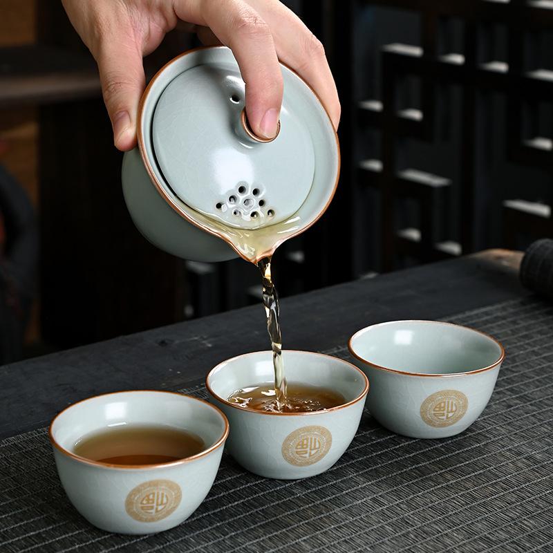Wjg Pretty B Women's Furu Kiln Kung Fu Tea Set Festive Gifts Business Ge Kiln Printing Teapot