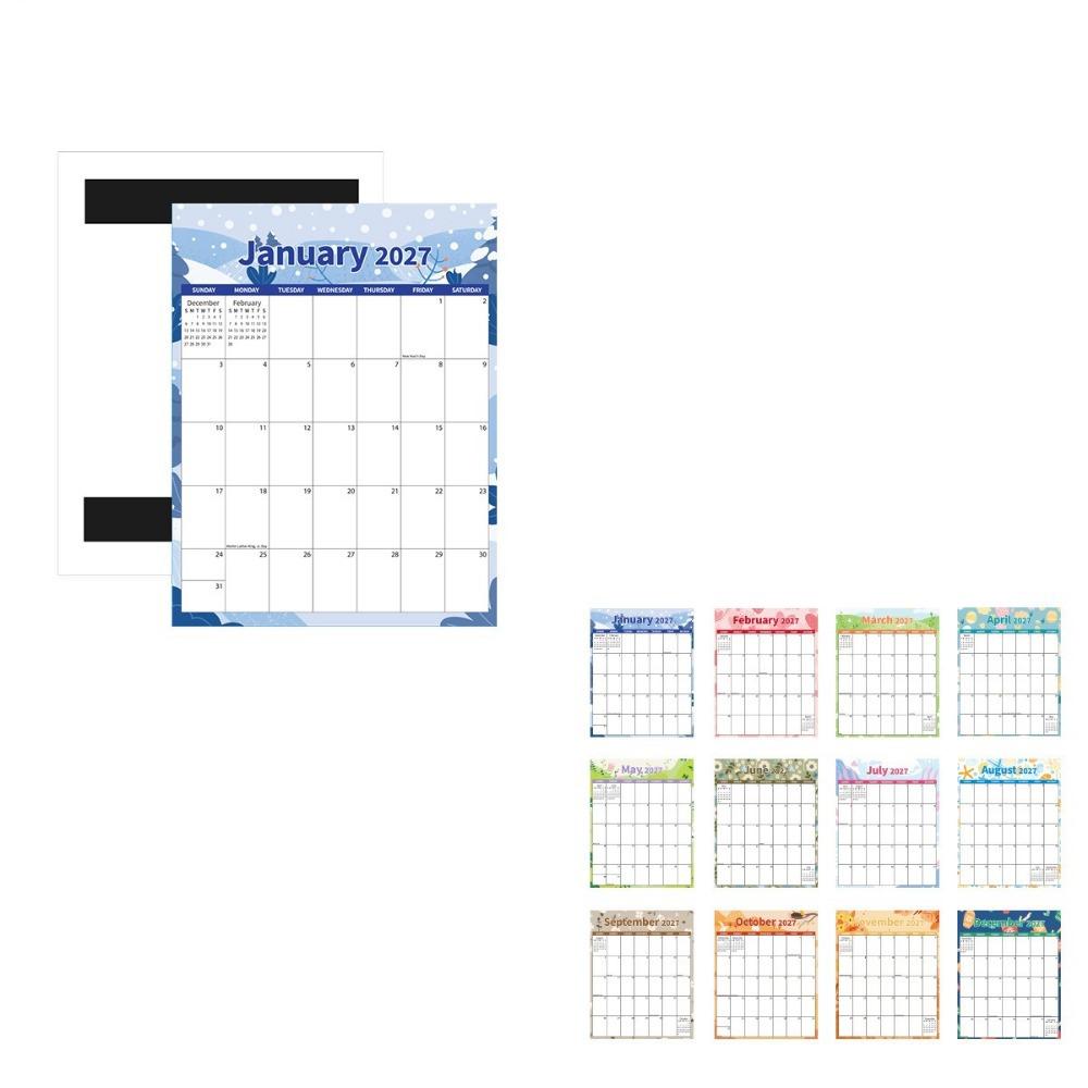 Portable 2027 Wall Calendar with Large Grid Calendar Planner Hanging Calendar Schedule Organizer