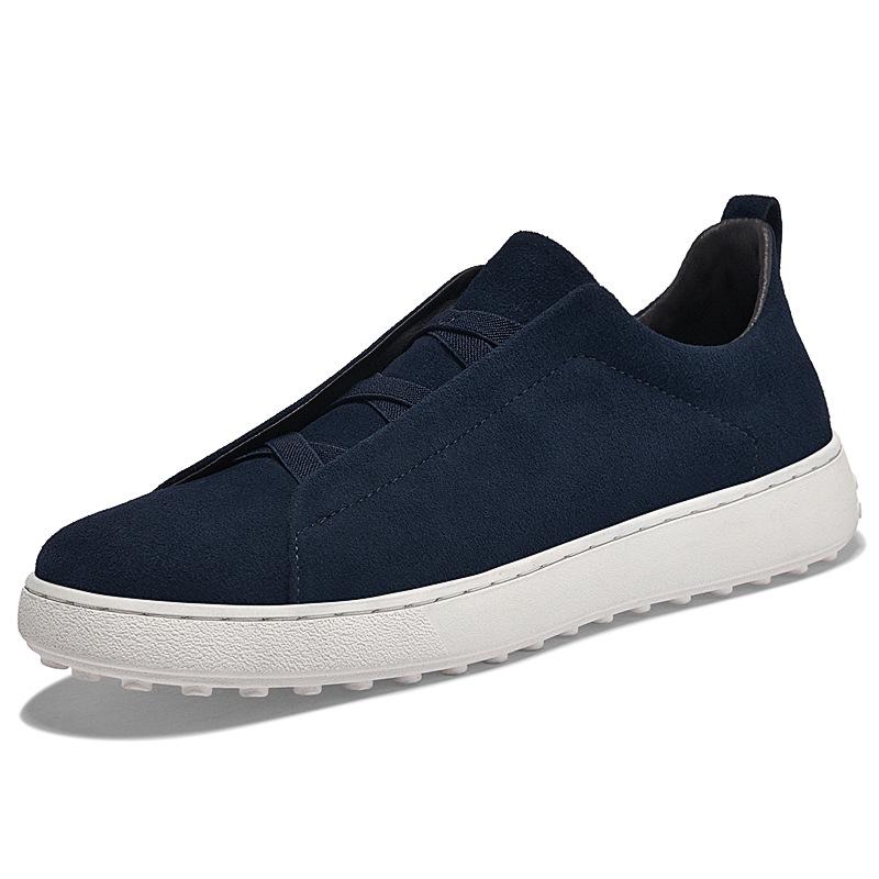 Men s Large Size Suede Leather Slip-On Loafers - Breathable, Versatile Driving/Skate Shoes 41 сапфировый
