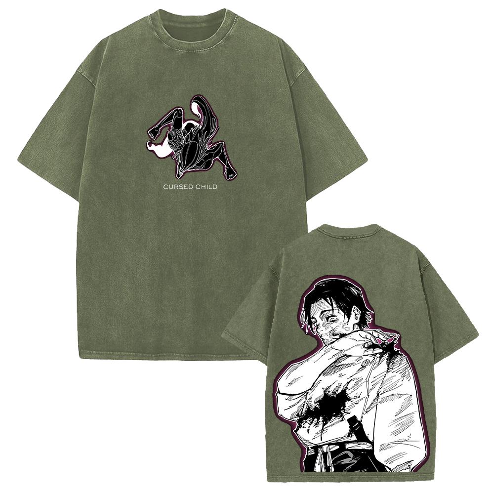 Anime Jujutsu Kaisen Okkotsu Yuta Graphic T Shirt Men Women Washed Cotton Tshirts Vintage Casual Loose Clothing Harajuku T-shirt