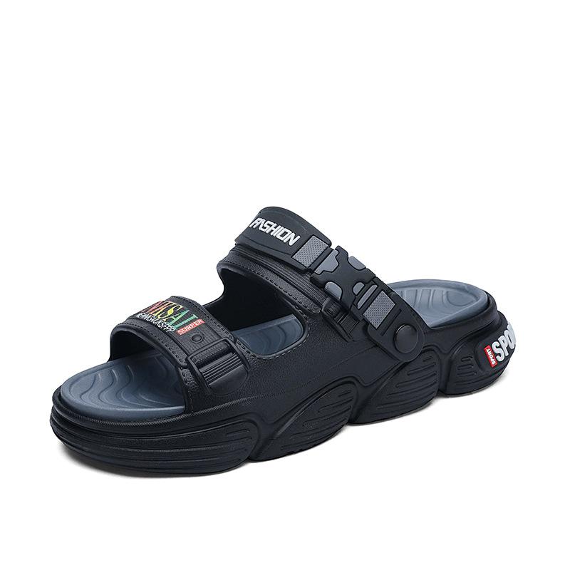Men's sandals are new in summer, fashionable and versatile, personalized thick bottom, comfortable to step on shit, two wear one-word drag, seaside t