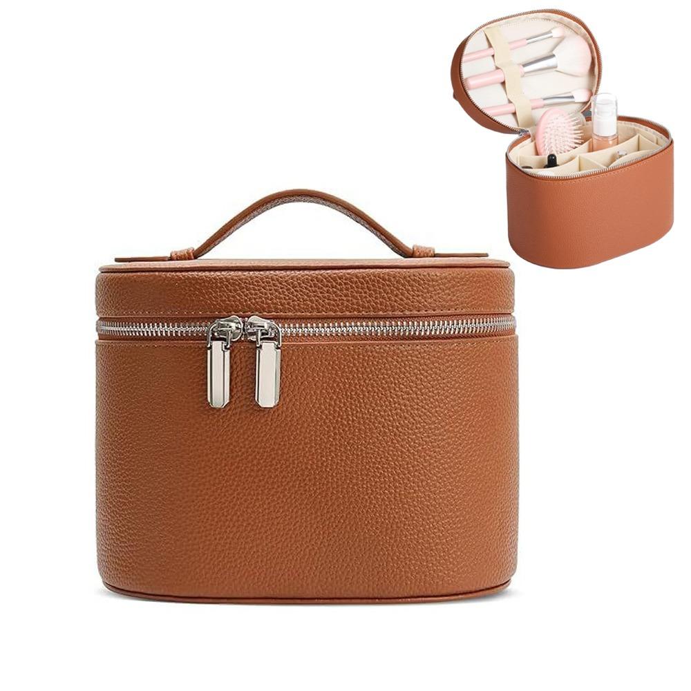 Large Capacity Cosmetic Box Internal Storage Box PU Leather Makeup Bag Zipper Closure Waterproof Travel Organizer Bag Daily Use
