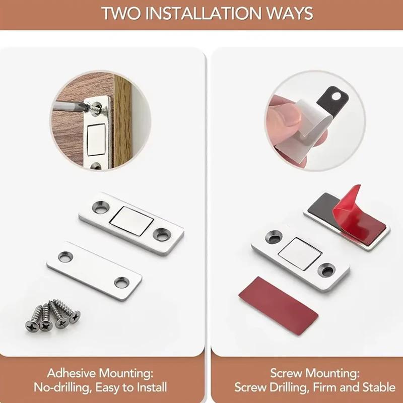 Magnetic Cabinet Catches Ultra Thin Door Strong Magnets Stopper Invisible Adhesive Drawer Magnet Lock for Kitchen Closet Closer